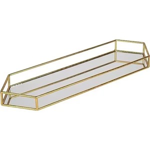 Highest Quality Geometric Rectangle Decorative <b>Tray</b> Gold Plated Mirror Surface Single Piece Package - Product Image 1