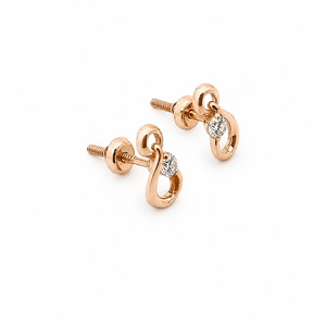 Pendientes de Aro con Diamantes en Oro Rosa Sólido de 18K para Mujer, Acabado Pulido, Minimalistas, para Uso Diario, Fiestas, Joyería Fina, Regalo - Product Image 4