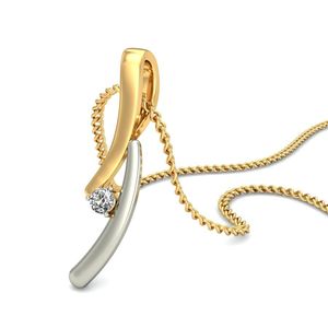 Yellow Gold Diamond Pendant With Round Brilliant Cut Stone Classic Style Unisex Jewelry - Product Image 3
