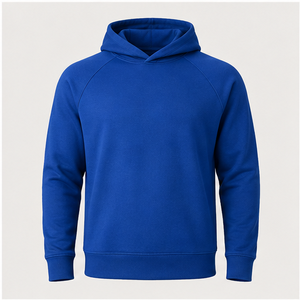 Sweat à capuche athlétique décontracté bleu cobalt pour homme, sans cordon de serrage, devant uni, en coton performance French Terry MHOOD-0040 - Product Image 1