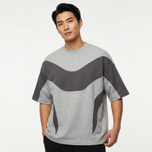 <b>Men's</b> Regular Fit Short Sleeve T-Shirt 100% Cotton Formal <b>Turtleneck</b> Solid Breathable Casual Design Gray - Product Image 3