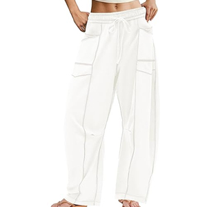 Pantalon de jogging décontracté d'été pour femme, taille haute, coupe ample, avec cordon de serrage, jambe large, style streetwear, vente en gros - Product Image 1