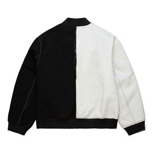 Wholesale New Design Baseball Varsity Jacket Men Standard Fleece Custom Embroidery <b>Covered</b> <b>Button</b> Tops Stand Collar Front Logo - Product Image 6
