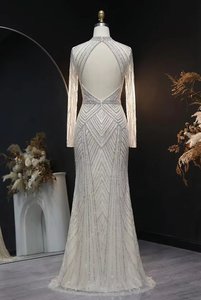 Elegante Vestido de Noche con Perlas Color Rosa Empolvado, Vestido de Tul de Lujo con Corte en A, Mangas Cortas, Vestidos Formales para Eventos Especiales - Product Image 2