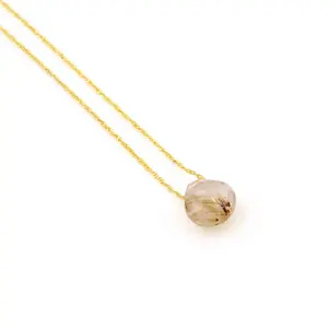 Best Selling 925 Sterling Silver Gold Plated Wholesale Gemstone Jewelry Golden Rutile Quartz Chain Everyday Necklace For Women