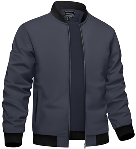 Loose Fit Mens Stand Collar <b>Summer</b> Zipper Outdoor <b>Jacket</b> <b>Lightweight</b> Casual Windproof Polyester Luminous Print Outerwear - Product Image 3