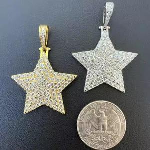Collier Pendentif de Luxe Plaqué Or 18K de Qualité Supérieure, Diamant Moissanite Taille Brillant, Sertissage Canal, Style Hip Hop Bling pour Soirée - Product Image 5