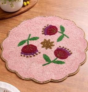Bohemian Handmade Kitchen Table Decor Table Coasters Mats <b>Set</b> Beaded Round <b>Placemats</b> Office - Product Image 3