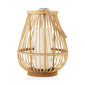 Farol Redondo de Ratán para Decoración del Hogar con Asas para Velas, Diseño Ecológico de Bambú, Hecho en Vietnam - Product Image 1