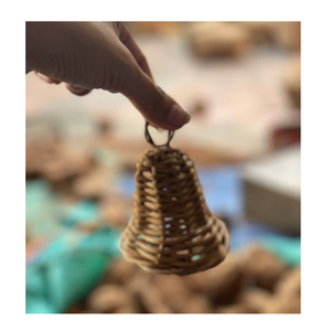Adornos Navideños de Ratán, Campanas Tejidas, Estilo Rústico Natural para Colecciones Navideñas - Product Image 3
