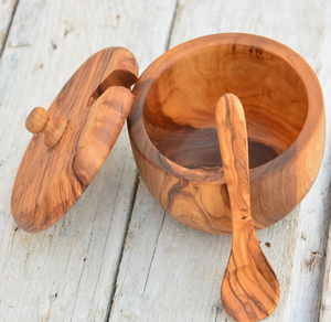 Pot à sucre en bois pour la maison, écologique, pour sucre, sel, poivre et assaisonnements, surface lisse, pot à crème - Product Image 1