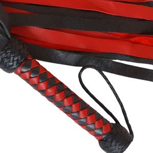 Fouet en cuir de vachette véritable avec cordes fines pour jeux de stimulation - Product Image 2
