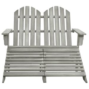เก้าอี้ adirondack 2-Seater และออตโตมันสีเทาไม้เฟอร์สำหรับเฟอร์นิเจอร์ระเบียง - Product Image 2