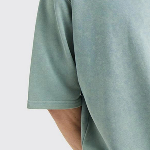 เสื้อยืดคอกลมโอเวอร์ไซส์ผู้ชายผ้าฝ้าย 100% สไตล์แฟชั่นสั่งทำพิเศษ ล้างสีแบบแอซิด คุณภาพสูง เป็นมิตรกับสิ่งแวดล้อม สตรีทแวร์แขนสั้น - Product Image 6