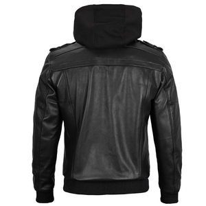Latest Hot Selling Premium Quality Custom Design Red Real Leather Jacket Streetwear Square Collar Leather Outdoor Jacket <b>Men's</b> - Product Image 4