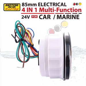 Nouveau Jauge 4-en-1 80mm pour Pression d'Huile (PSI), Température d'Eau, Niveau de Carburant et Voltmètre, LED 7 Couleurs Blanc, 24V, Capteur pour Voiture et Bateau - Product Image 4