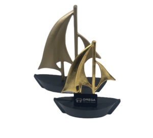 High Quality Sailing <b>Ship</b> Aluminium Decor Object Black and Golden Set of 2 <b>Boat</b> Home Decoration Sculpture Table Top Manufacturer - Product Image 1