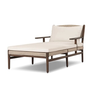 Chaise longue en teck de haute qualité avec coussin résistant aux intempéries, chaise d'extérieur pour piscine, jardin et complexe hôtelier - Product Image 1