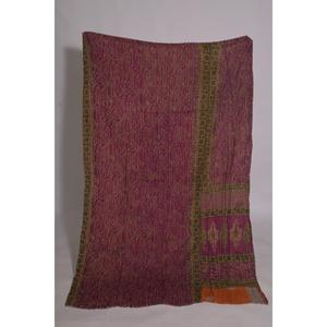 Vintage <b>Indian</b> Kantha Quilt Floral Cotton <b>Throw</b> Handmade Boho Reversible Bedspread Blanket Decor - Product Image 2