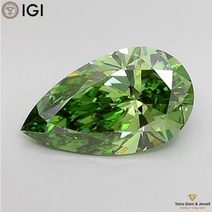 2.00 CARAT VS1 Clarity Fancy Vivid <b>Green</b> Color CVD Lab Grown Diamond PEAR Shape With IGI Certificate for Stunning Ring Center - Product Image 1