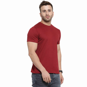 T-shirts décontractés pour hommes de haute qualité, couleur rouge, 100% coton, manches courtes, respirants, col rond, coupe régulière, anti-UV - Product Image 5