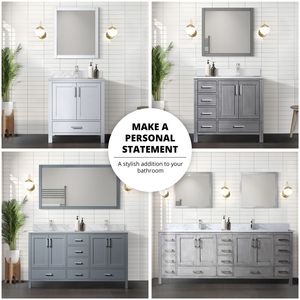 Grigio anticato 80 pollici. L X 22 Pollici Mobile Bagno Doppio con Top in Quarzo Bianco e Set Rubinetto per Vanità da Bagno - Product Image 4
