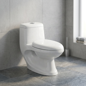 Ceramic One Piece Washdown Toilet Dual Flush Siphon Commode WC Sanitary Ware Modern Design Bathroom - Product Image 1
