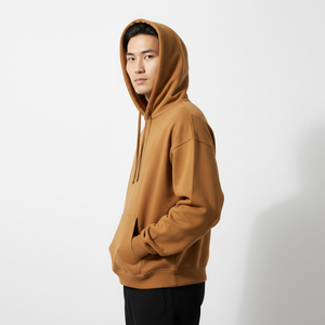เสื้อฮู้ดพิมพ์ลายโลโก้แบบพัฟฟ์ สวมใส่สบาย ทรงหลวม ผ้าคอตตอนลูปแบ็ค ไหล่ตก มีกระเป๋าจิงโจ้ สไตล์สตรีทแวร์ ลดราคา - Product Image 6