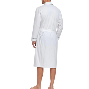 Albornoz Unisex de Felpa Blanca con Cuello Chal, Bata de Hotel y Spa con Cinturón, 100% Algodón, OEM ODM, Venta al por Mayor para Parejas - Product Image 4