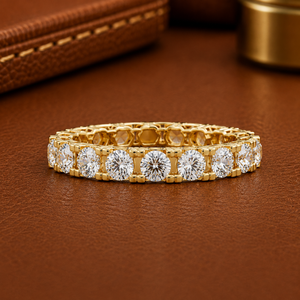 Scalloped U Prong Full Eternity Band <b>Ring</b> Brilliant Cut Lab Grown Diamond 14K Yellow Gold 2.05 CTW Wedding Anniversary <b>Ring</b> - Product Image 1