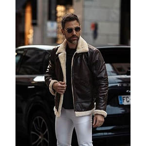 Veste aviateur en peau de mouton véritable pour homme, veste bomber en cuir véritable, doublure en fourrure de mouton véritable, veste en cuir classique chaude pour l'hiver - Product Image 3