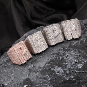 Anillo Personalizado con Letra y Número | Anillo Hip Hop con Incrustaciones de Diamantes | Diamante Moissanite VVS | Anillo de Plata de Ley 925 para Bodas y Fiestas |   Joyería HUMERA - Product Image 6