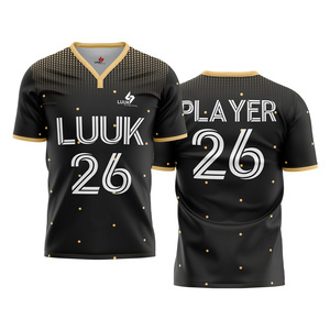 Camiseta de Fútbol Personalizada con Nombre, Número y Logotipo del Equipo, Cuello en V, Manga Corta, Sublimada, 100% Poliéster, Absorbe la Humedad - Product Image 3