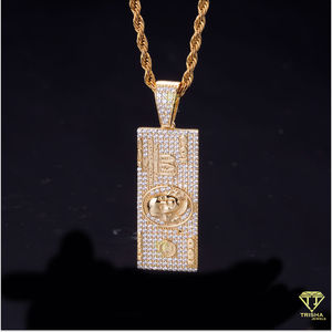 Colgante DE PEPITA cuadrada de estilo punk único Iced Out Black 925 Sterling Silver con diamantes cultivados en laboratorio VVS - Product Image 2