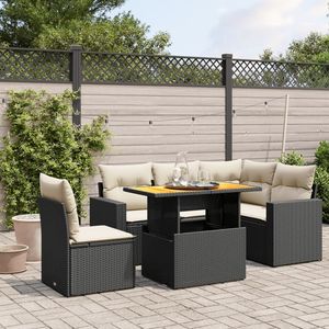 Set Divano da Giardino in Rattan PE Nero con Piedini Regolabili, Set da Giardino con Piedini Regolabili - Product Image 1