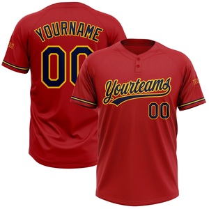 Maillot de softball rouge personnalisé pour homme, manches courtes, sublimation du nom et du numéro de l'équipe, polyester respirant, toutes saisons, coupe classique - Product Image 1