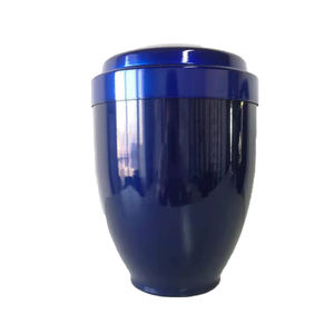 Blue Stainless Steel Jar <b>Urn</b> with Gold Prayer Hands Decor Luxury Airtight Pet Memorial for Dogs - Product Image 3