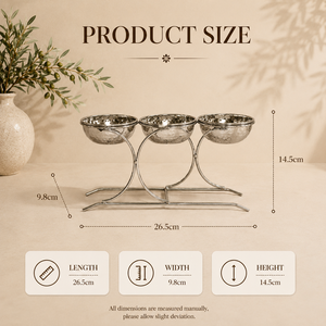 Elegant Stainless Steel Triple Condiment Bowl Stand with <b>Mirror</b> Polish Premium Dining <b>Table</b> Centerpiece - Product Image 2