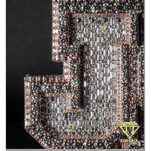 Collar de Lujo con Colgante de Letra JH, Diamante Moissanita, Plata de Ley 925, Chapado en Oro Rosa, Inicial Personalizada, Estilo Hip Hop, Brillante - Product Image 5