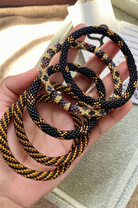Pulsera de Cuerda Tejida a Crochet con Cuentas de Vidrio R10, Accesorio de Joyería para Mujer, Estilo Bohemio, Adorno para la Muñeca - Product Image 6