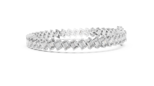 Bracelet tennis classique en or blanc 18 carats plaqué rhodium, serti de diamants de laboratoire taille émeraude 7,5 carats, pour usage quotidien ou fiançailles, bijoux pour femme - Product Image 2