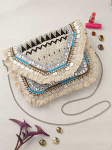 Banjara Boho hecho a mano bandolera monedero espejo trabajo bordado Vintage diamante botón decoración cremallera verano invierno Vintage proveedores - Product Image 2