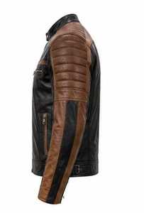 เสื้อแจ็คเก็ตหนังผู้ชายสไตล์นักขี่มอเตอร์ไซค์ คอตั้ง ปิดด้วยซิป - Product Image 3