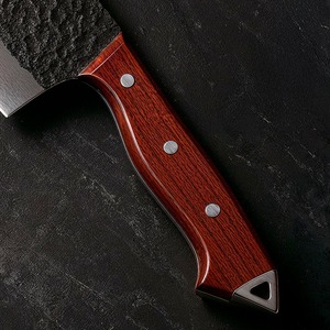 Custom Handmade Carbon Steel Cleaver Ambidextrous Wood <b>Handle</b> 6 Modern Design Extra Sharp Forged Dishwasher Safe Leather Sheath - Product Image 3