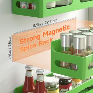 4 Pack Strong Magnetic Spice Rack for Refrigerator Multipurpose 4-Hook <b>Shelf</b> Organizer for <b>Kitchen</b> & Bathroom - Product Image 4