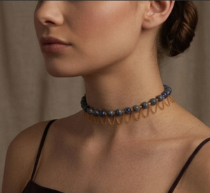 Collier ras-de-cou en saphir naturel plaqué or 18 carats, pierres précieuses certifiées naturelles, collier à franges, collier à pompons, pour femme - Product Image 4