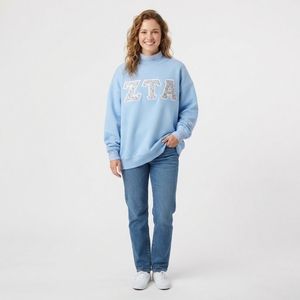 Sudadera Oversize Azul Claro con Cuello Redondo y Letras ZTA Bordadas, Ropa Casual de Otoño para Mujer - Product Image 1