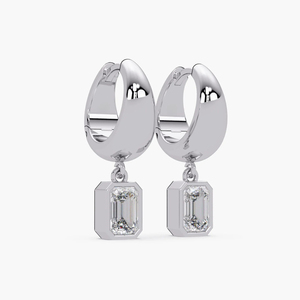 Boucles d'oreilles pendantes en or 14 carats avec diamant de laboratoire taille émeraude 1 carat, élégantes et luxueuses, pour femme, cadeau de mariage ou d'anniversaire, bijoux fins - Product Image 5