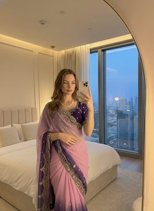 ส่าหรีงานส่าหรีแบบถักลายมรดกตกทอดส่าหรีแบบหรูหราหรูหรา - Product Image 4