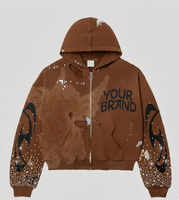 Sweat à capuche d'hiver personnalisé avec patchwork de strass, 100% coton, tissu doux et respirant, fermeture éclair surdimensionnée numérique, nouveau design tendance pour